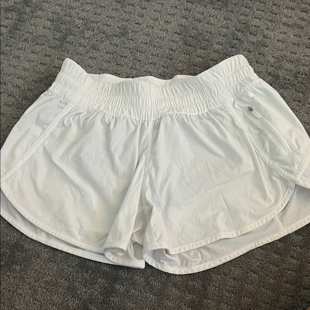 LULU lemon low rise white shorts